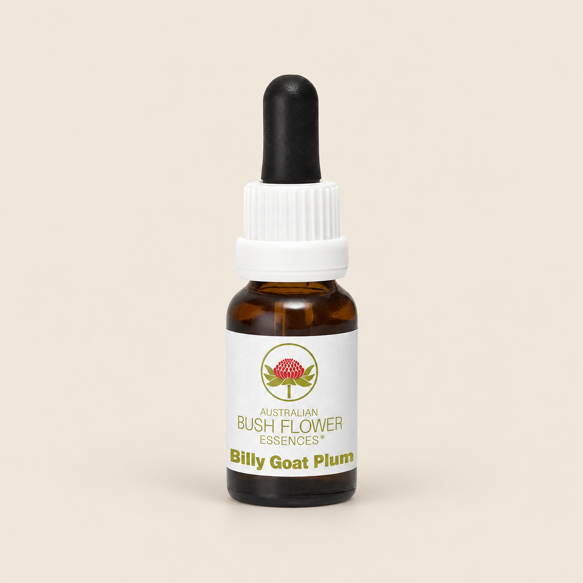 Australian Bush Flower billy goat plum 15ml — product on a warm beige background
