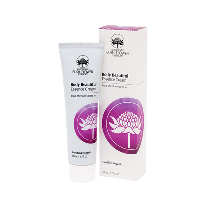 Australian Bush Flower Body Beautiful Essence Cream 50ml — manufacturer tube and carton photograph