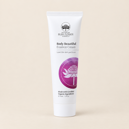 Australian Bush Flower body beautiful cream 50ml — product on a warm beige background