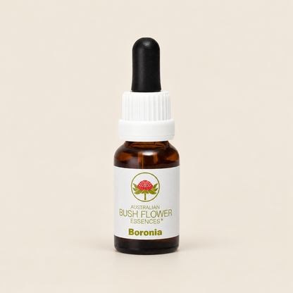 Australian Bush Flower boronia 15ml — product on a warm beige background