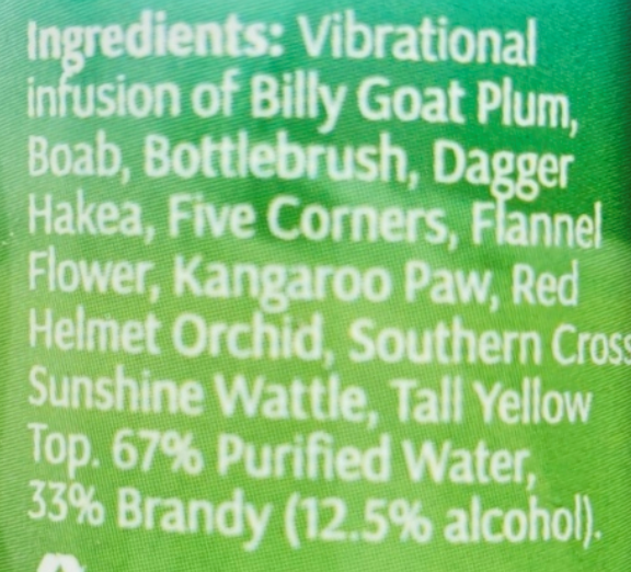 List of ingredients on a green background with white text.