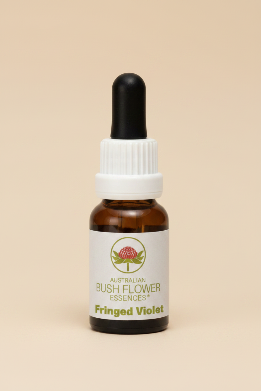 Australian Bush Flower Essences bottle of Fringed Violet on a white background