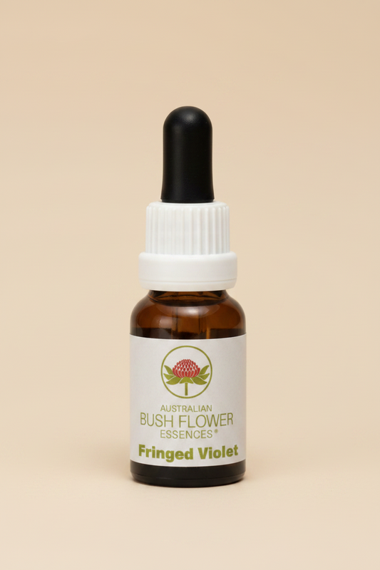 Australian Bush Flower Essences bottle of Fringed Violet on a white background