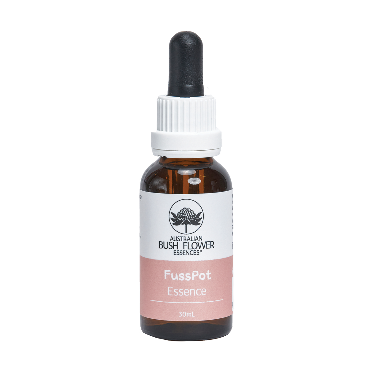 Australian Bush Flower FussPot Essence Drops – 30ml — original manufacturer bottle photograph