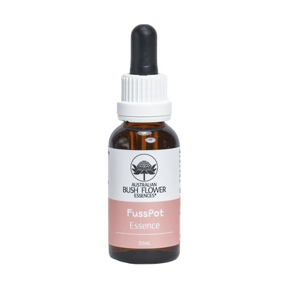 Australian Bush Flower FussPot Essence Drops – 30ml — original manufacturer bottle photograph