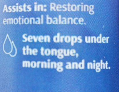 Text on a blue background promoting the use of a product for emotional balance, with a droplet icon.