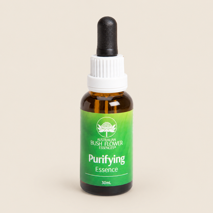 Australian Bush Flower purifying 30ml — bottle on a warm beige background