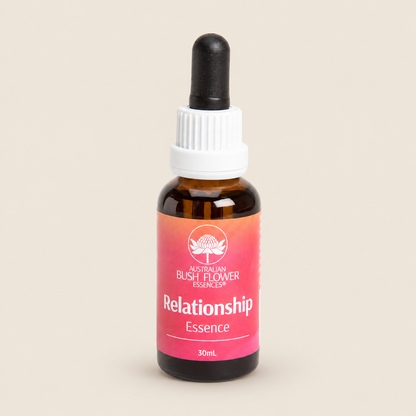 Australian Bush Flower relationship 30ml — bottle on a warm beige background