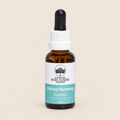 Australian Bush Flower sibling harmony 30ml — bottle on a warm beige background