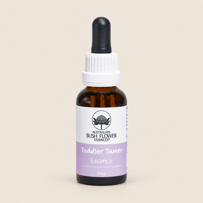 Australian Bush Flower toddler tamer 30ml — bottle on a warm beige background