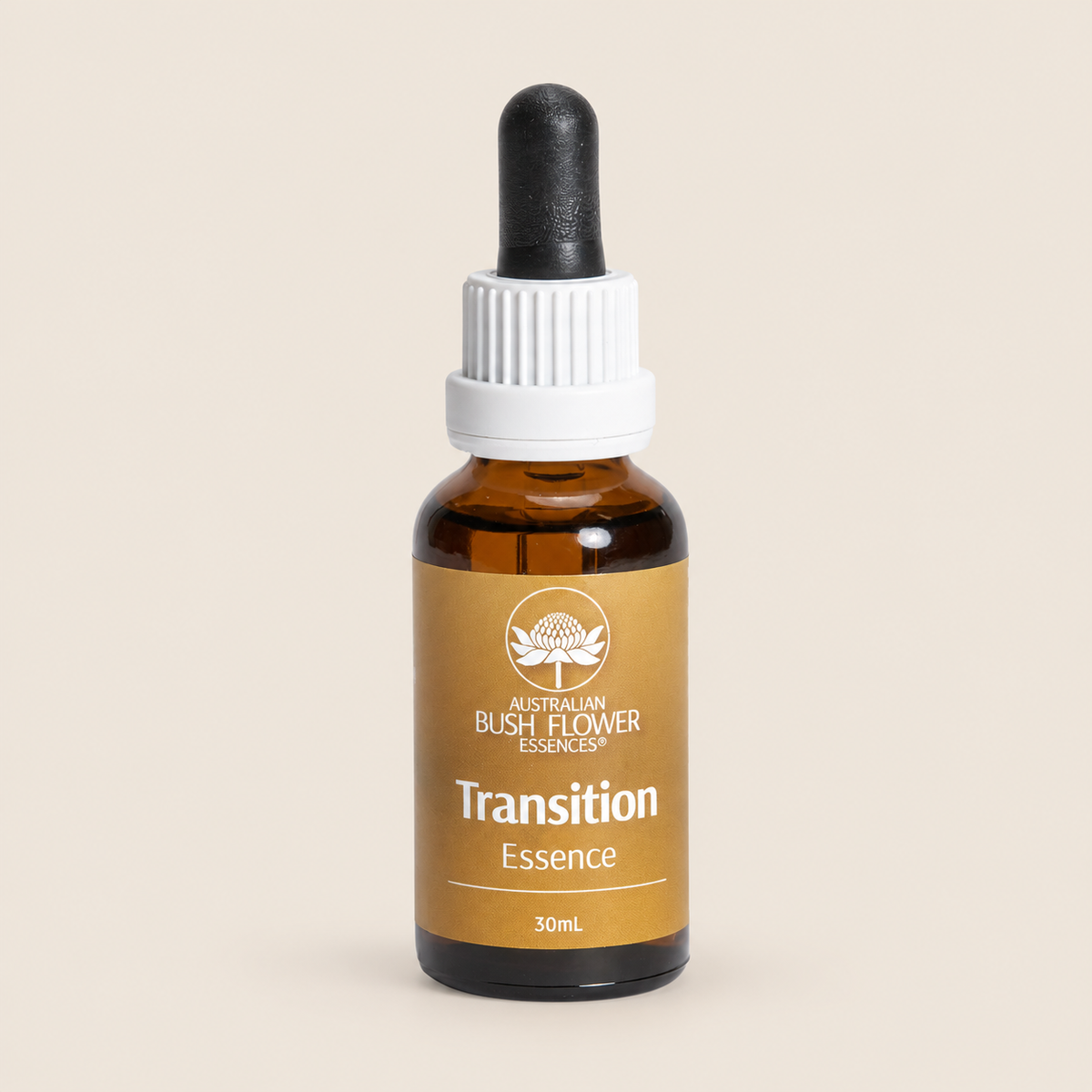 Australian Bush Flower transition 30ml — bottle on a warm beige background