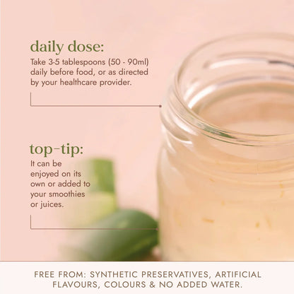 Fushi Aloe Vera Juice serving directions graphic