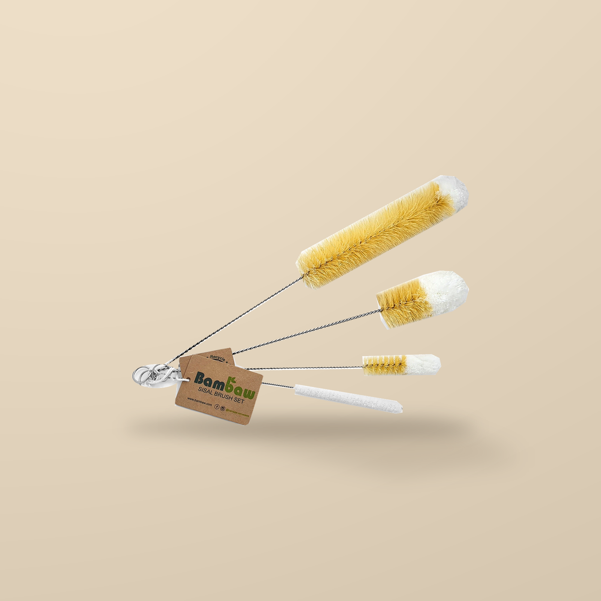 Bambaw Bottle Brush Set – 4 Brushes — original product packaging on warm beige background