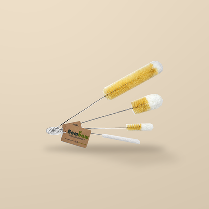 Bambaw Bottle Brush Set – 4 Brushes — original product packaging on warm beige background