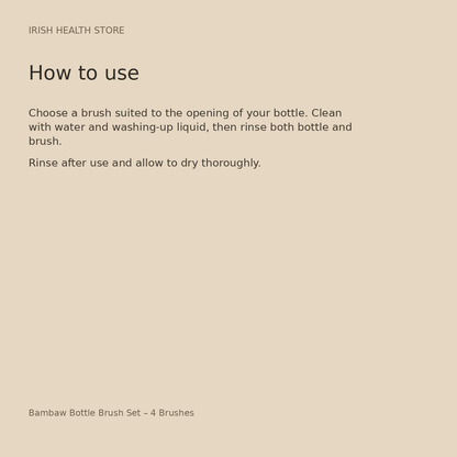 Bambaw Bottle Brush Set – 4 Brushes directions and storage