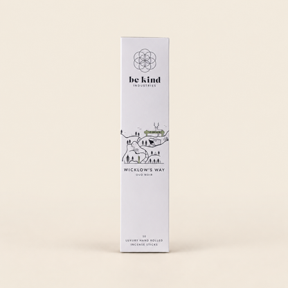 Be Kind Wicklow’s Way Oud Noir Incense – 10 Sticks on a warm beige background