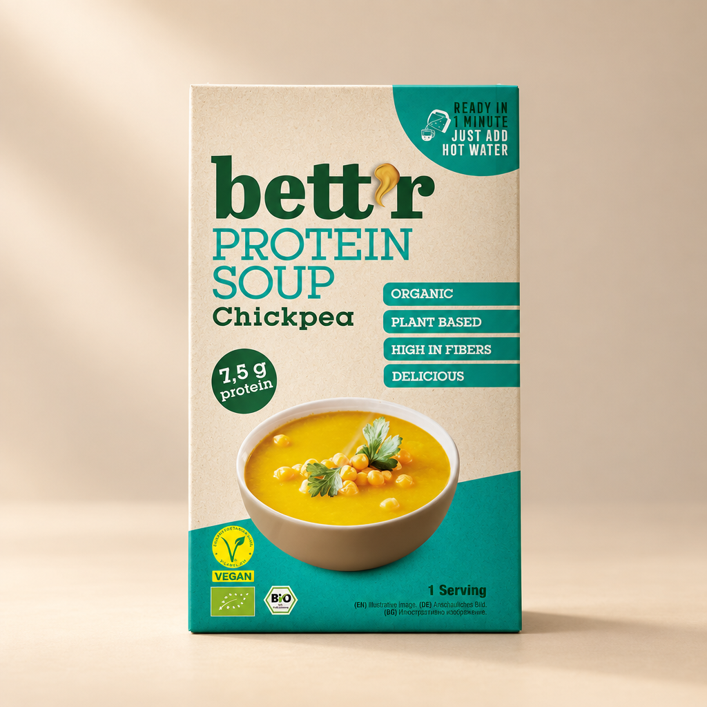 Bett’r organic chickpea protein soup 30g sachet