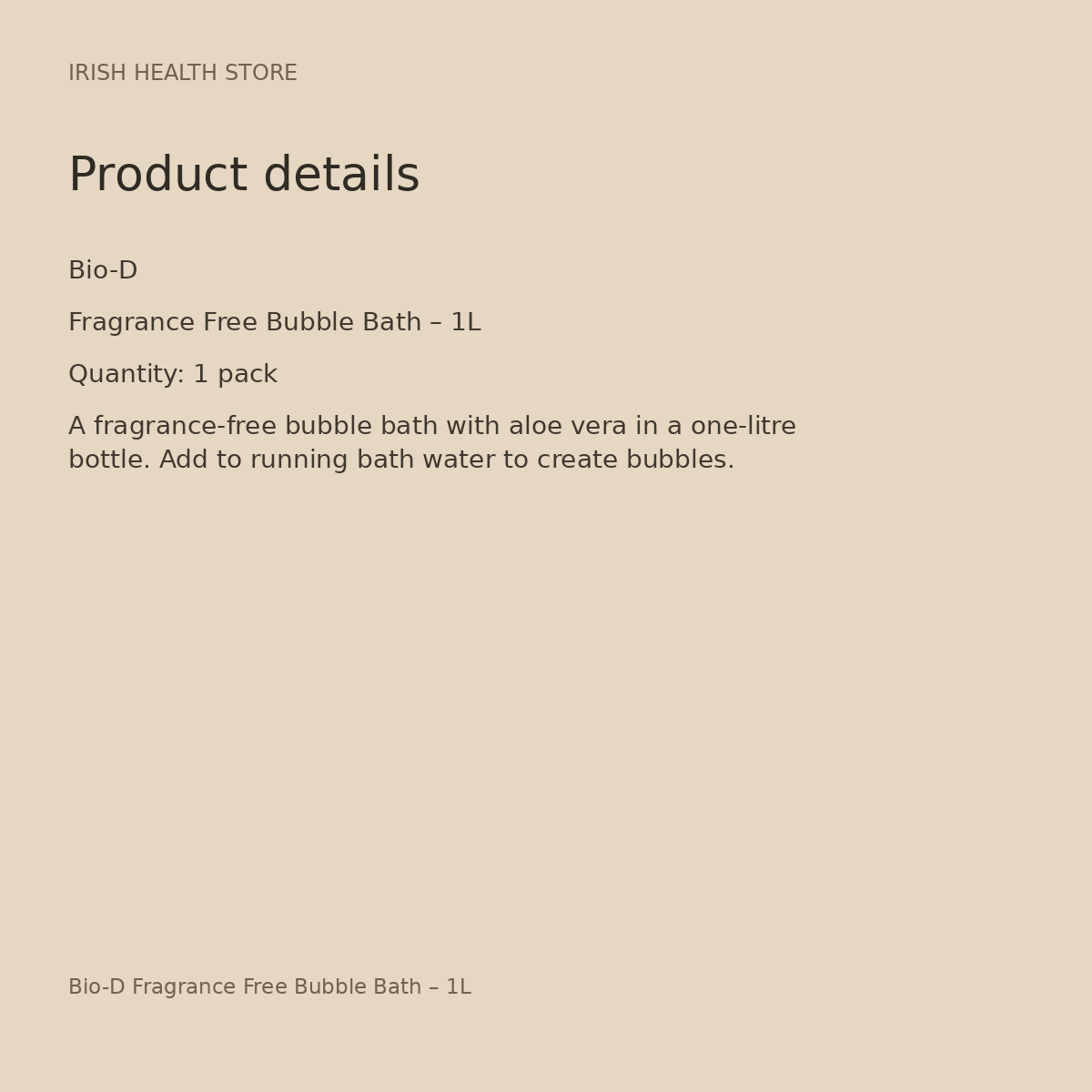 Bio-D Fragrance Free Bubble Bath – 1L product details