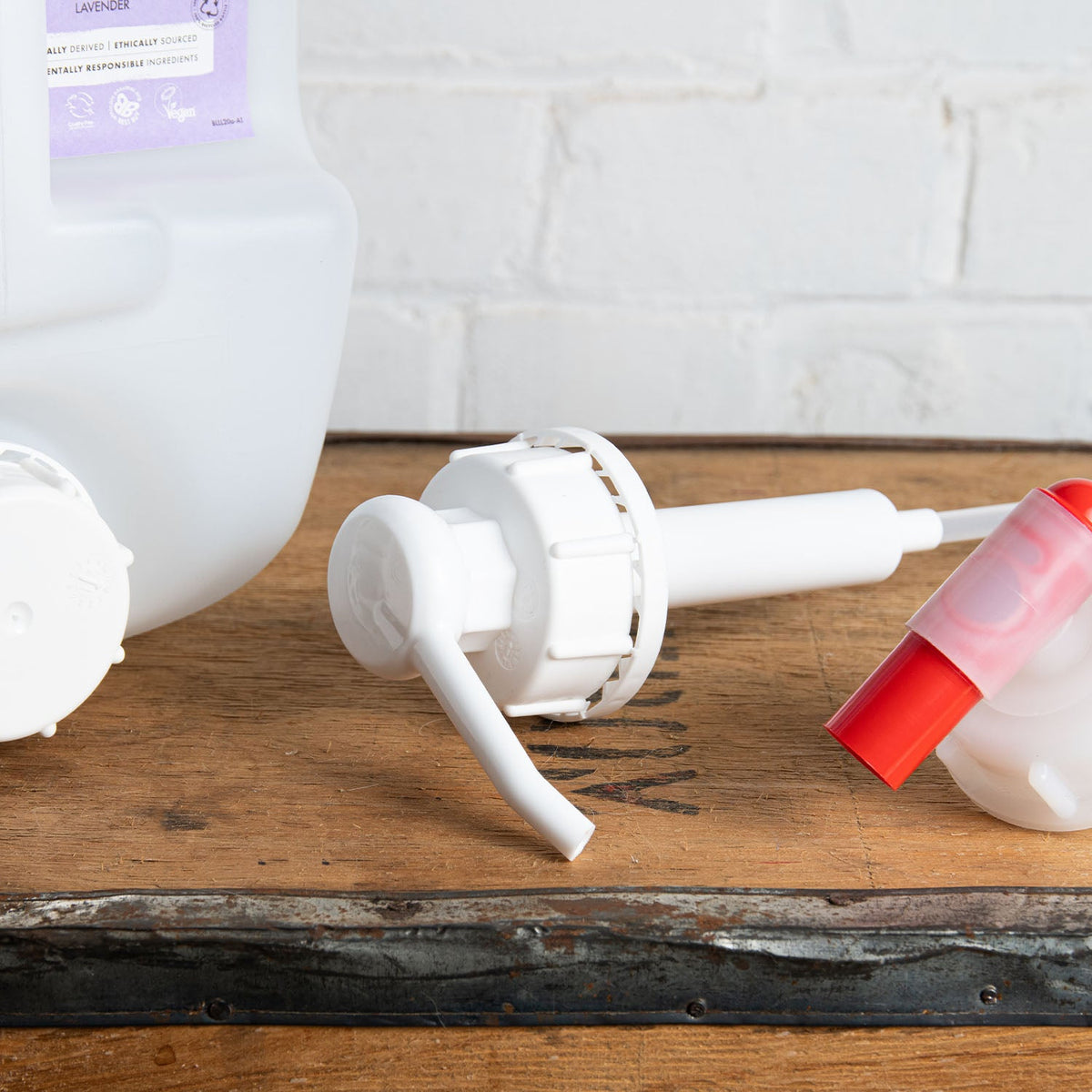 Bio-D Pump for 15L & 20L Containers — original product photograph showing pump with other accessories and container, sold separately