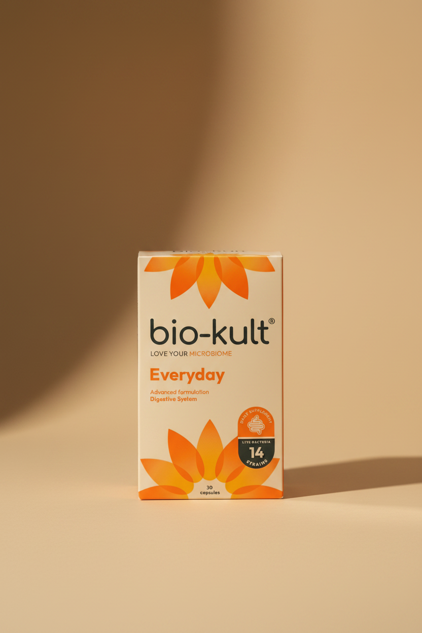 Bio-Kult Everyday supplement box with orange and beige design