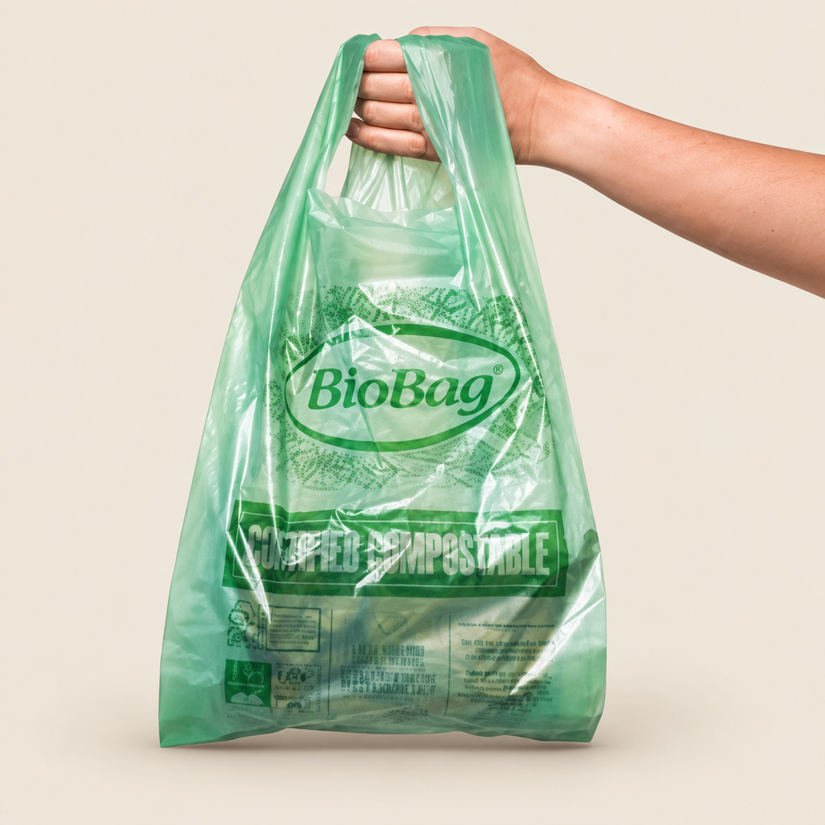 BioBag Produce Bags – 300 Bags on a warm beige background
