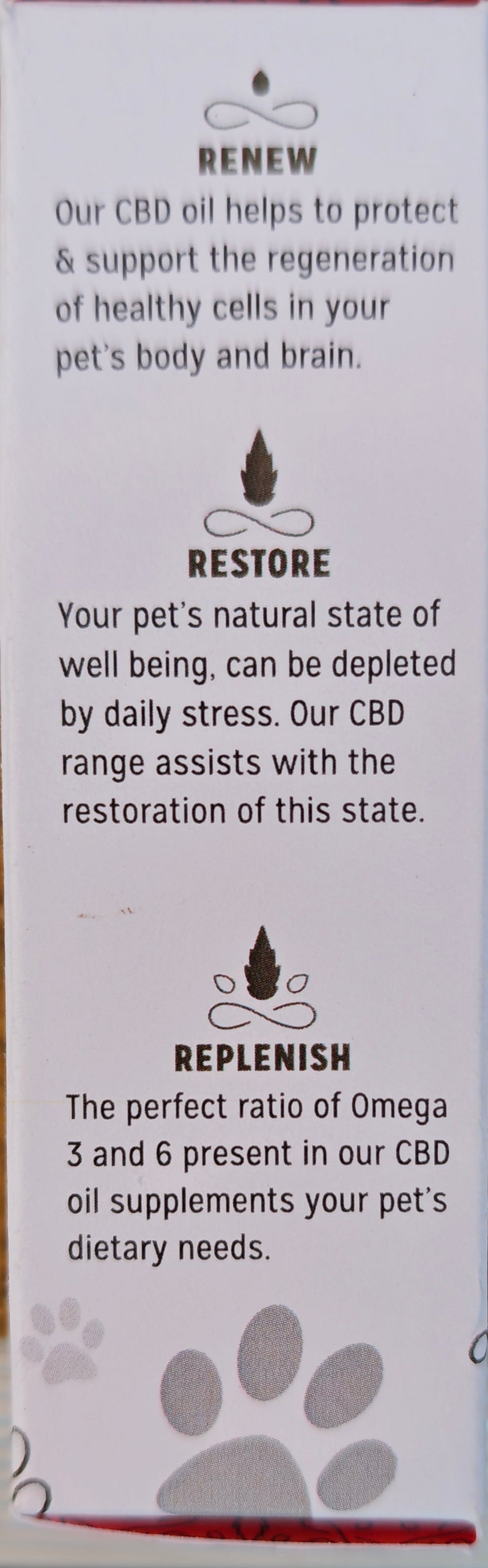 CBD pet supplement box on a wooden surface