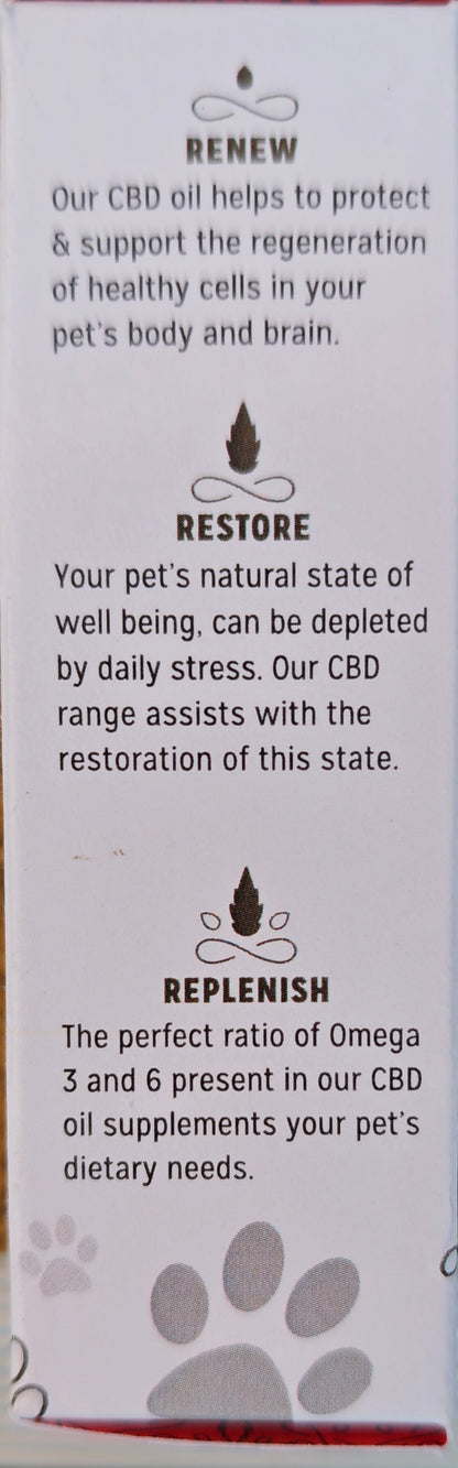 CBD pet supplement box on a wooden surface