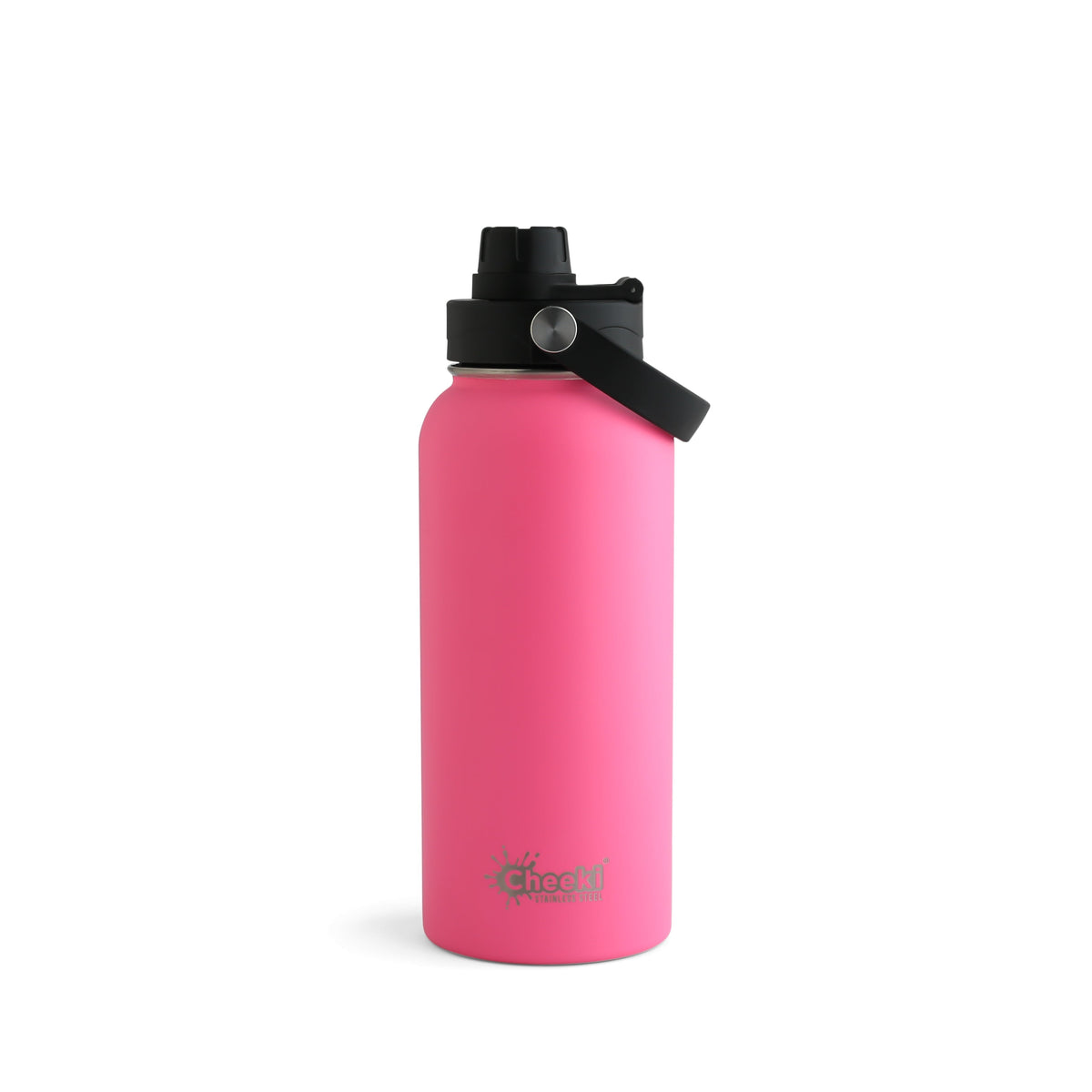 Cheeki Adventure Insulated Water Bottle – Magenta 1L showing the product and lid