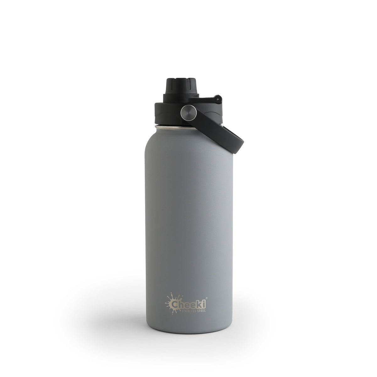 Cheeki Adventure Insulated Water Bottle – Slate 1L showing the product and lid