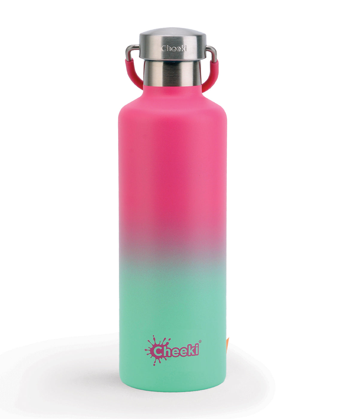 Cheeki Classic Insulated Water Bottle – Watermelon 600ml showing the product and lid