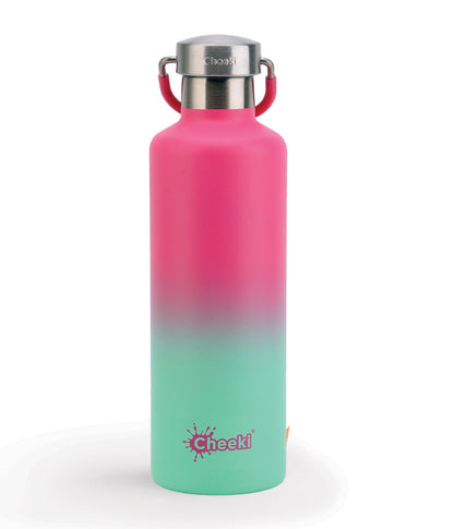 Cheeki Classic Insulated Water Bottle – Watermelon 600ml showing the product and lid