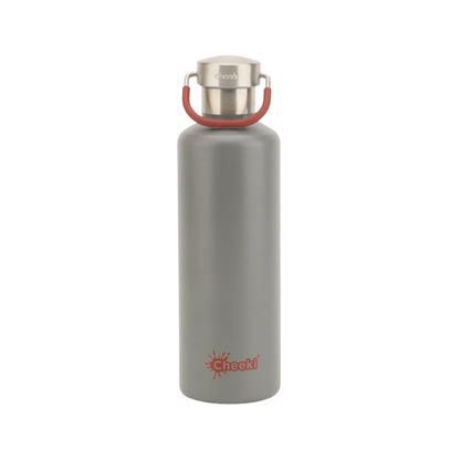 Cheeki Classic Insulated Water Bottle – Slate 600ml showing the product and lid