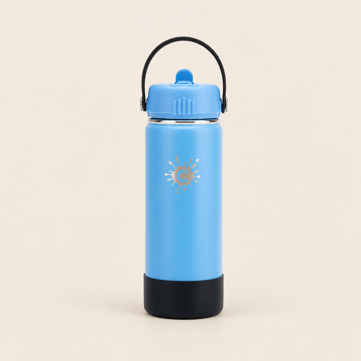Cheeki Adventure Single Wall Water Bottle – Azure 750ml on a warm beige background