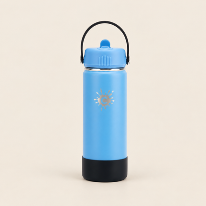 Cheeki Adventure Single Wall Water Bottle – Azure 750ml on a warm beige background