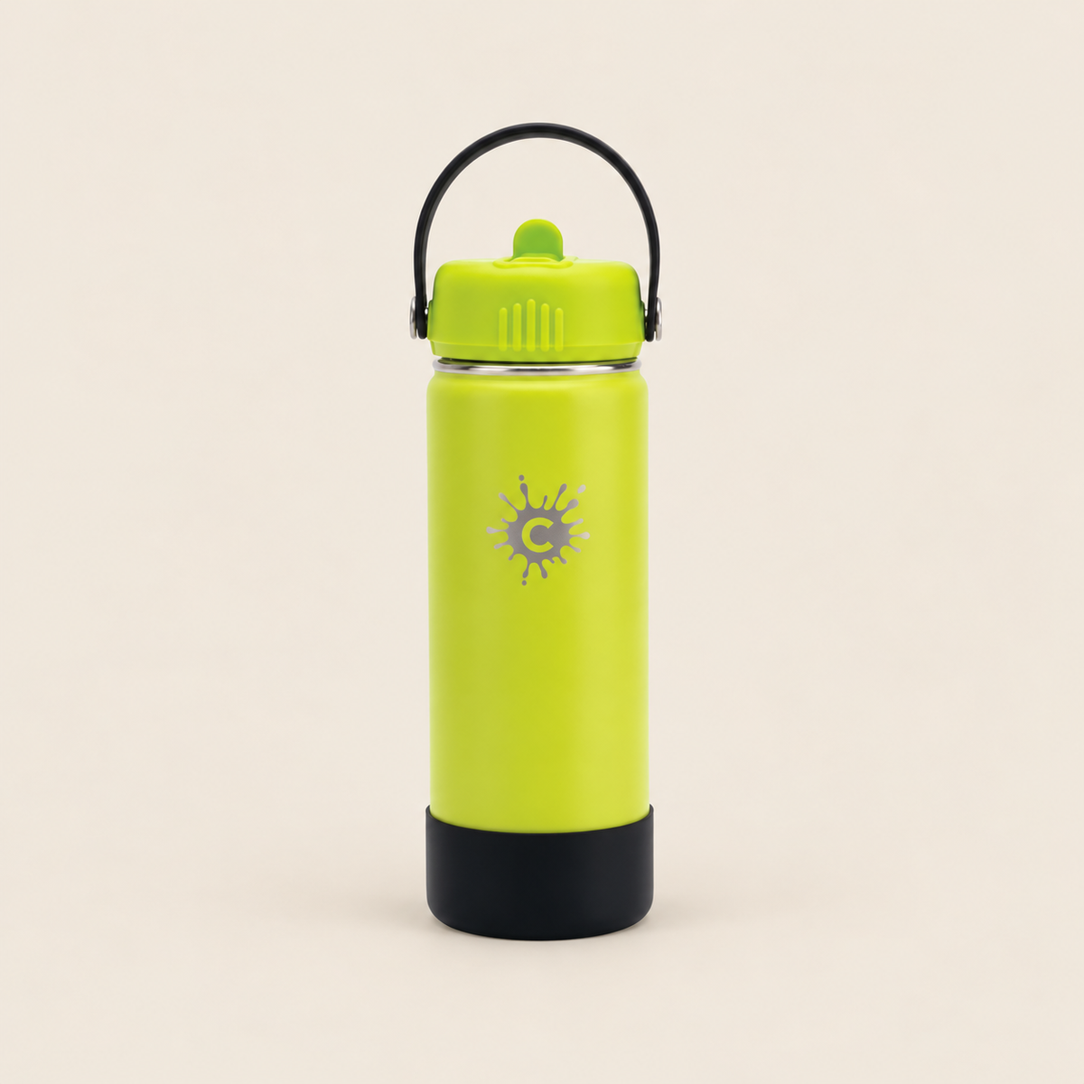 Cheeki Adventure Single Wall Water Bottle – Lime 750ml on a warm beige background