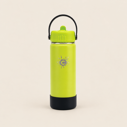Cheeki Adventure Single Wall Water Bottle – Lime 750ml on a warm beige background