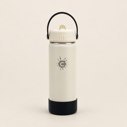 Cheeki Adventure Single Wall Water Bottle – Sandstone 750ml on a warm beige background