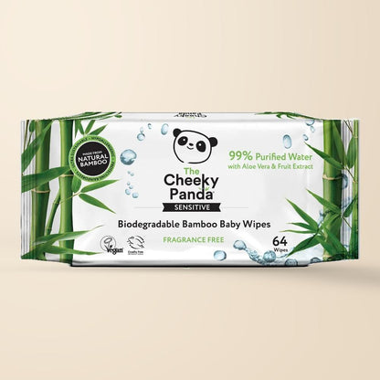 Cheeky Panda Bamboo Baby Wipes fragrance-free 64-wipe pack