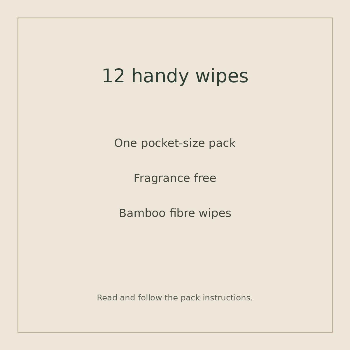 12 handy wipes: one pocket-size fragrance-free bamboo wipe pack