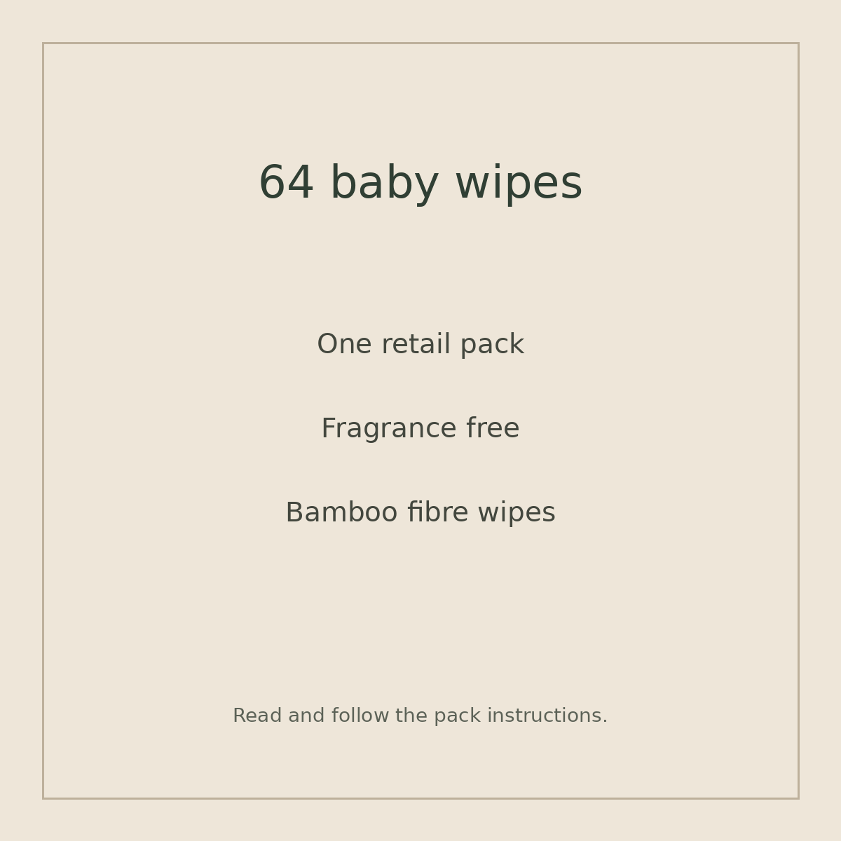 64 baby wipes: one fragrance-free bamboo wipe retail pack