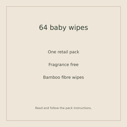 64 baby wipes: one fragrance-free bamboo wipe retail pack