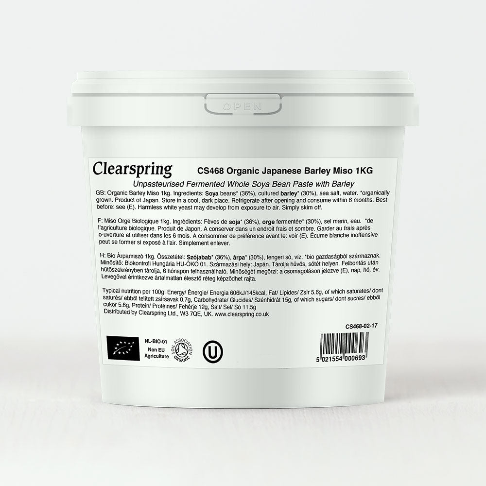 Clearspring Organic Japanese Barley Miso 1kg label