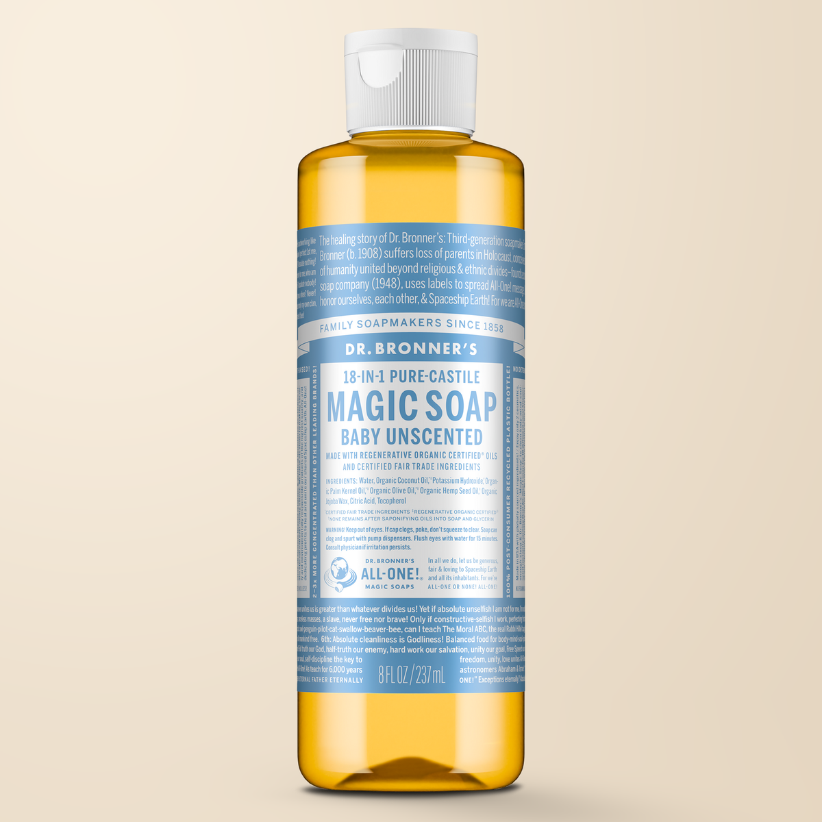Dr. Bronner’s Baby Unscented Pure-Castile Liquid Soap 8 fl oz bottle
