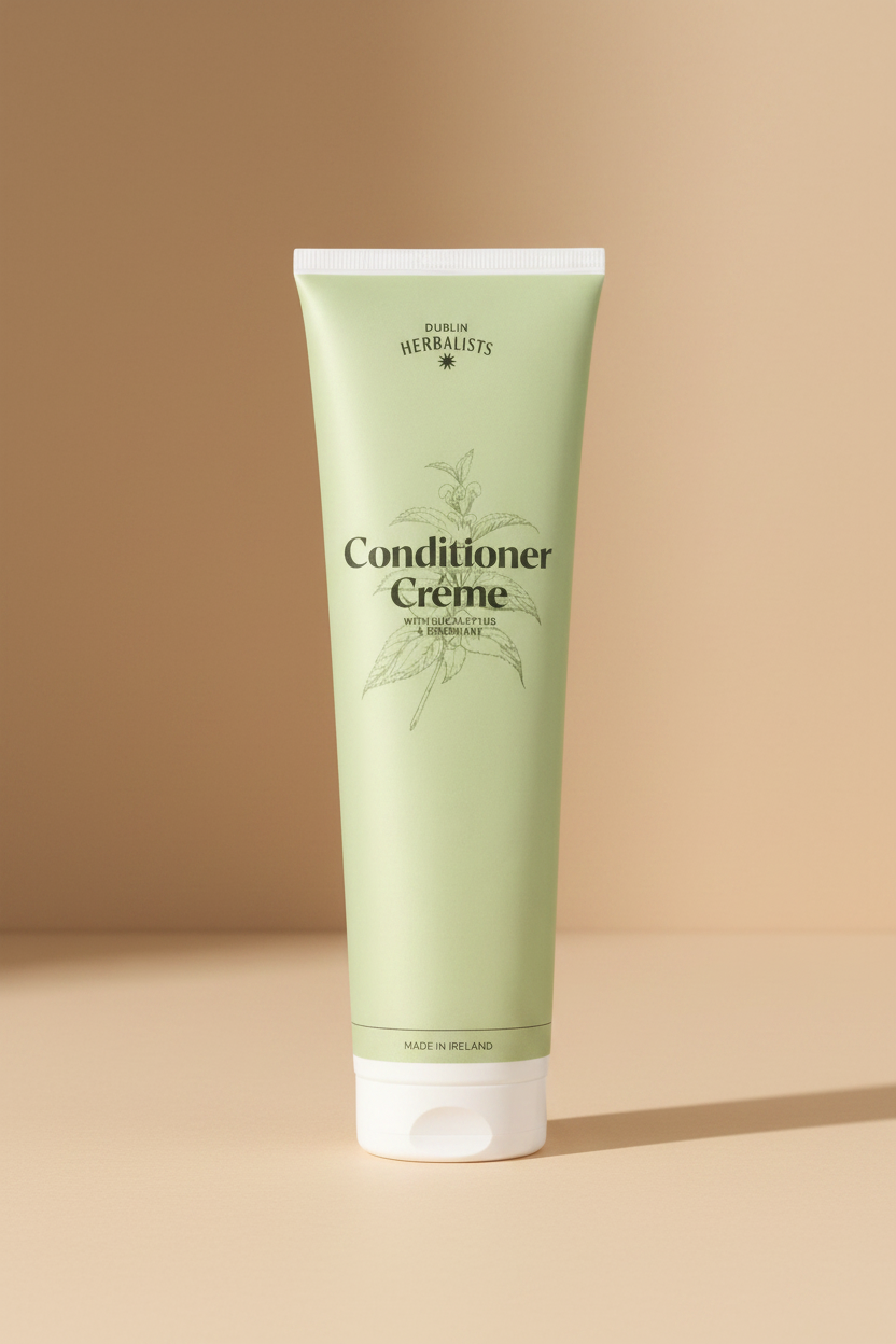 A light green squeeze tube of Dublin Herbalists Conditioner Crème with white cap, shown on a clean white background.