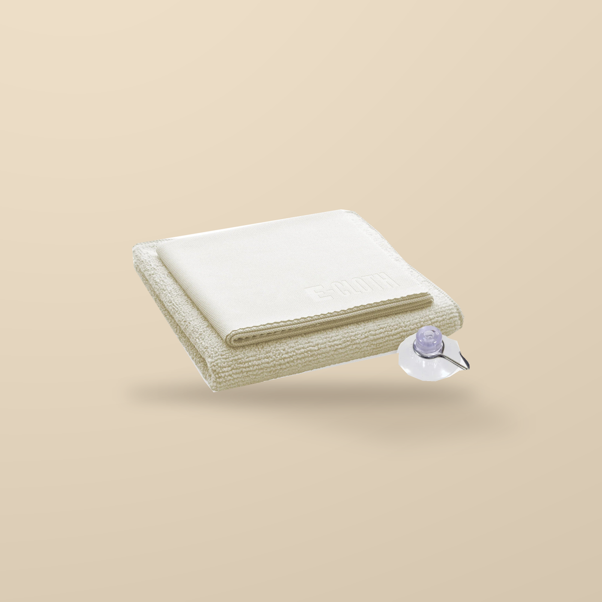 E-Cloth Shower Cleaning Pack – 2 Cloths & Hook — original product packaging on warm beige background