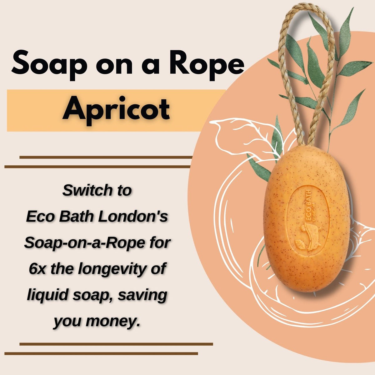 Eco Bath Apricot Soap on a Rope 220g alternate view