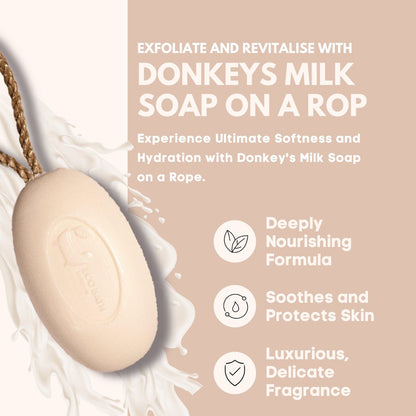 Eco Bath Donkey’s Milk Soap on a Rope packaging detail