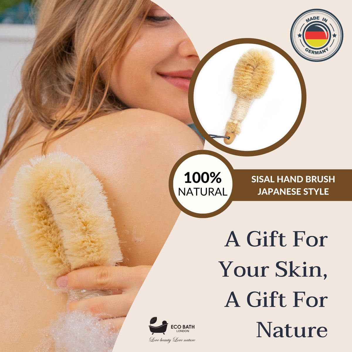 Eco Bath Natural Sisal Hand Brush Japanese Style
