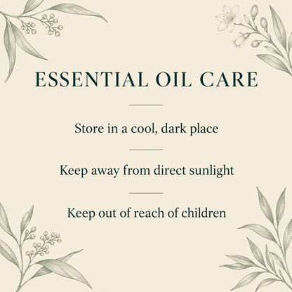 Essential oil storage: cool and dark, away from sunlight and children