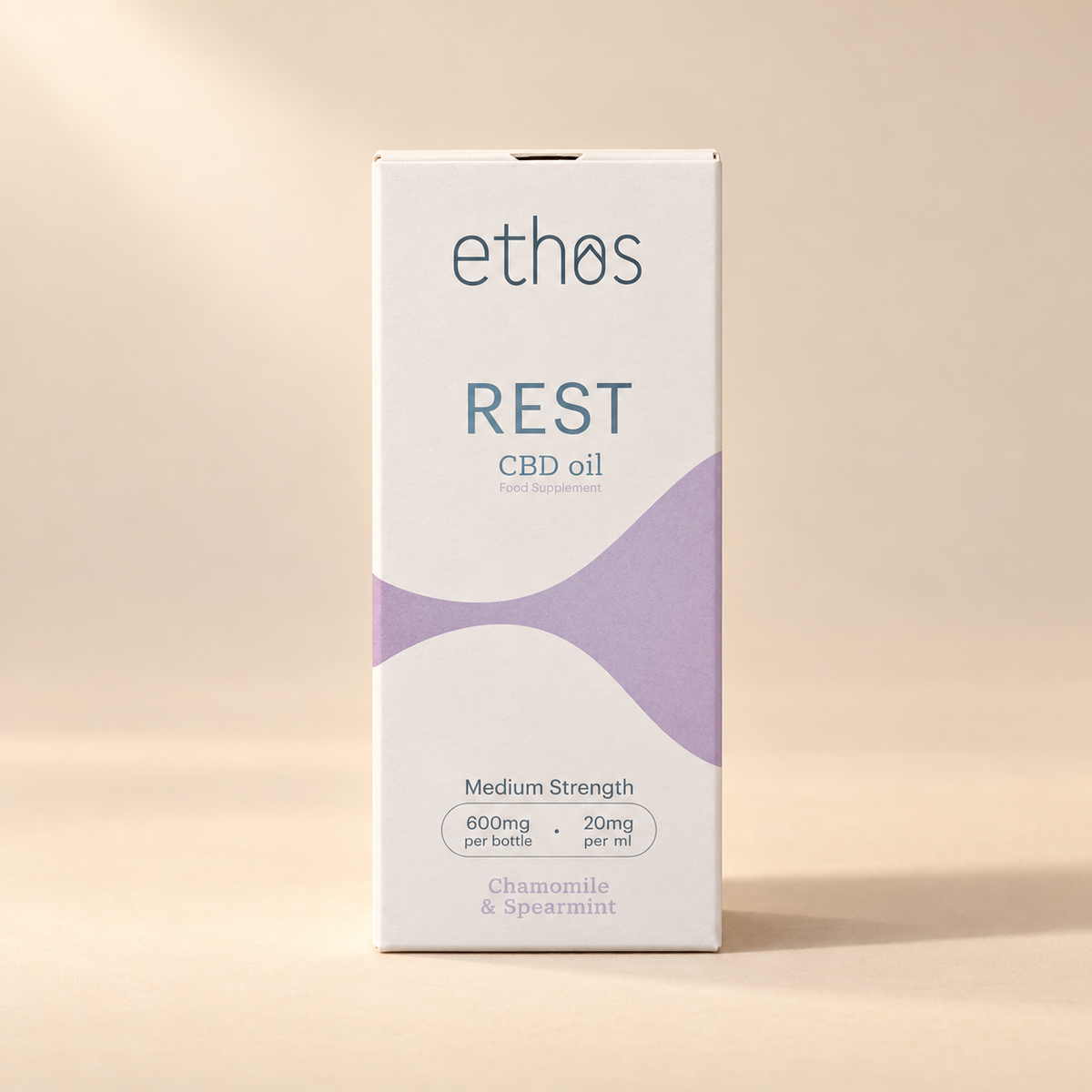Ethos Rest CBD Oil 600mg medium strength chamomile and spearmint carton